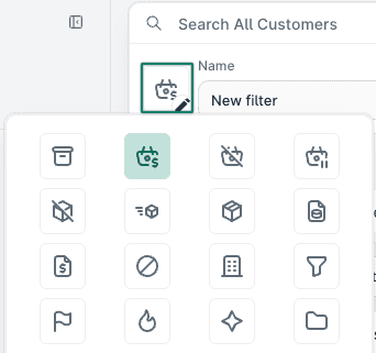 An icon has been selected for the filter.