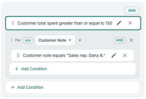 The new condition is shown in the search.