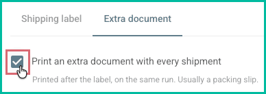 The print an extra document checkbox has been checked.