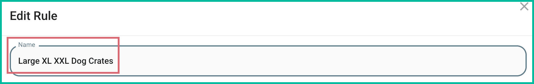 The new rule name is shown in the name field.