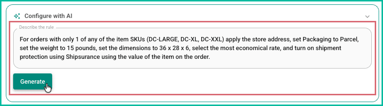 The description is entered and the generate button is being clicked.