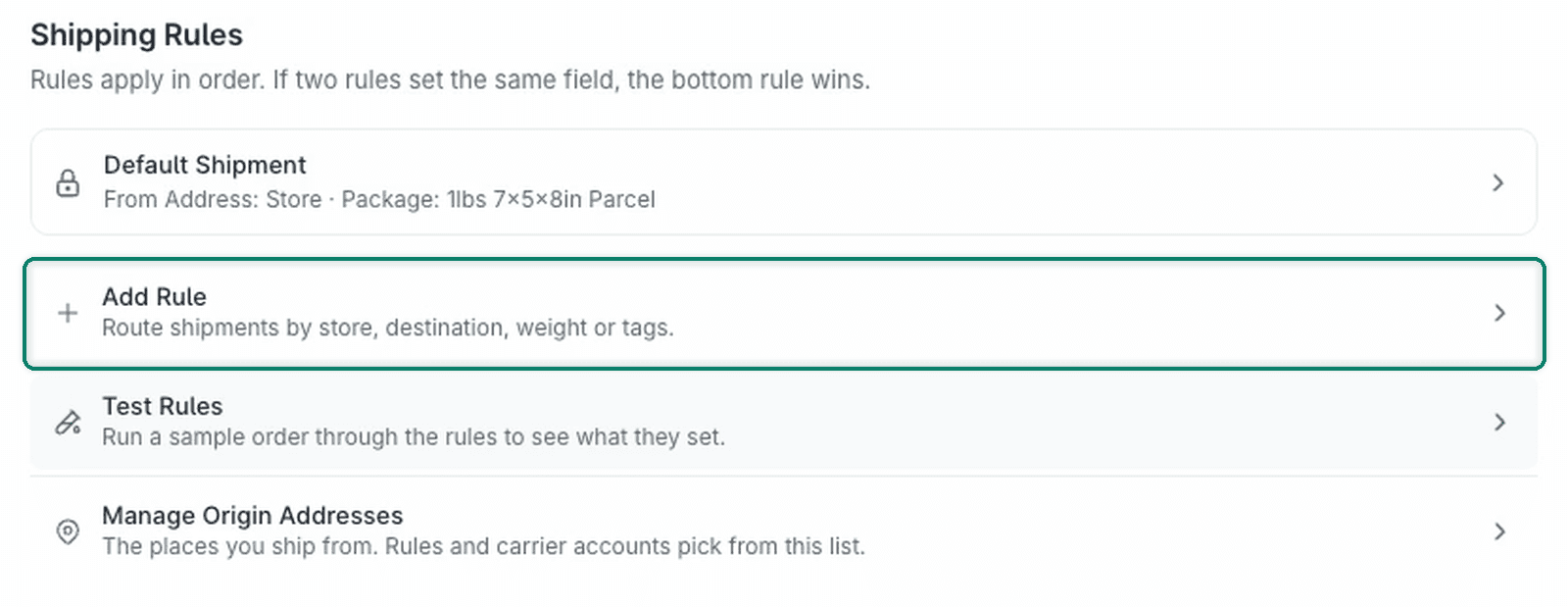 Add Rule is being clicked.