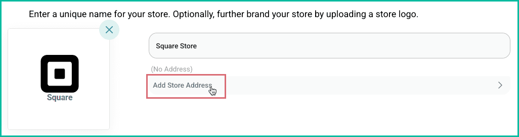 Store Address is being clicked so that an address can be entered.