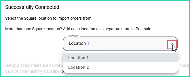 The correct location is being selected from the Locations drop-down menu.