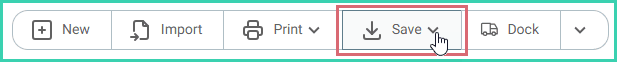 The save button is hovered over in the order actions menu.