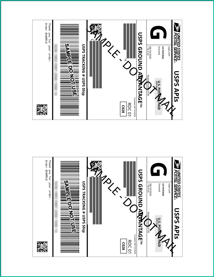 A sample of the two up label sheet template is shown.