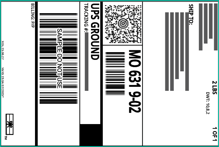 An example of a the 4x6 inch wide label template is shown.