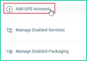 Add UPS Account is being clicked.
