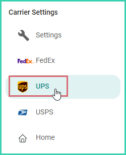 UPS is being selected from the list of available carriers.