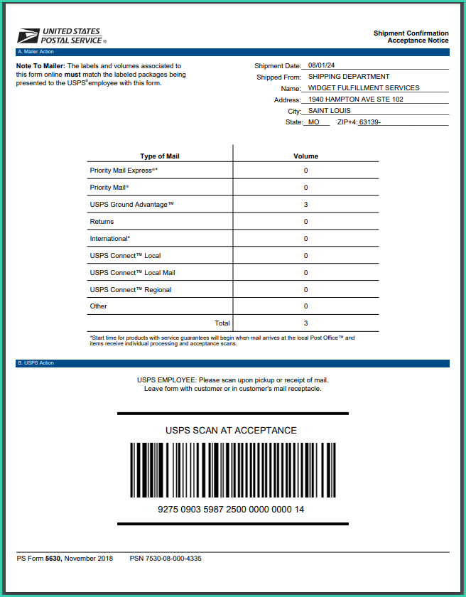 An example of a USPS SCAN form is shown.