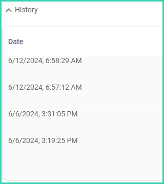 History is expanded to sho w a list of previously created manifests.