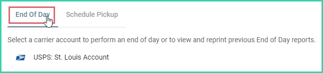 The end of day tab is selected.