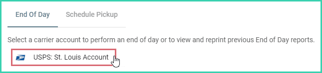 The USPS account is being selected.