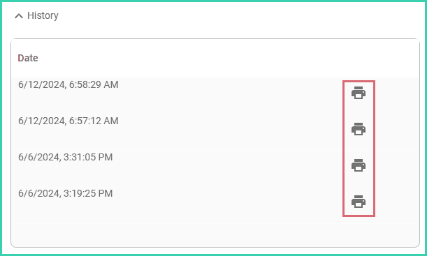 The FedEx manifests are listed and the print icon is highlighted for each one.