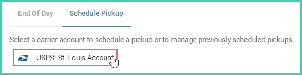 The USPS account is being selected.