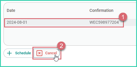 Select the pickup then click the cancel button.