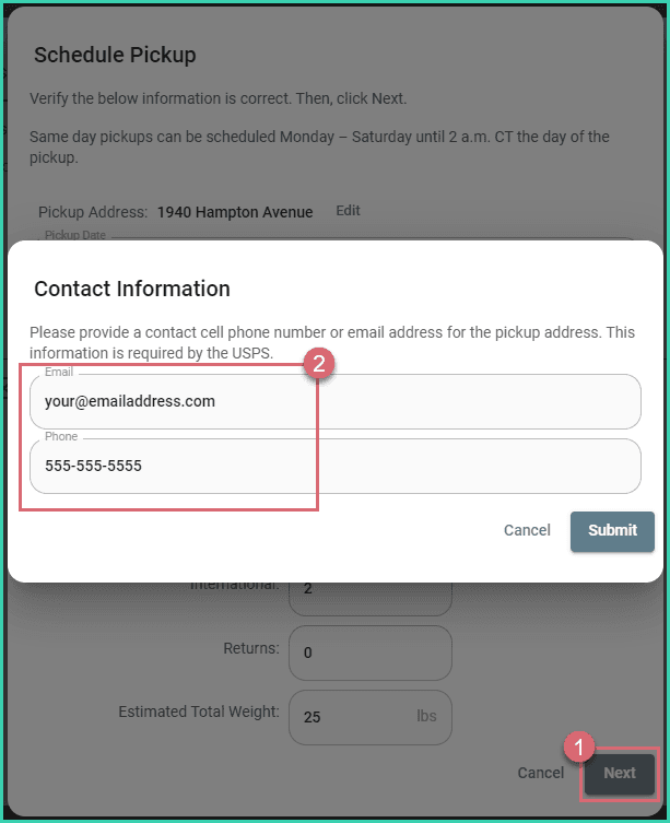 The email address and phone number are being verified.