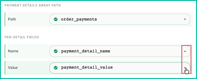 The name and value fields are mapped.
