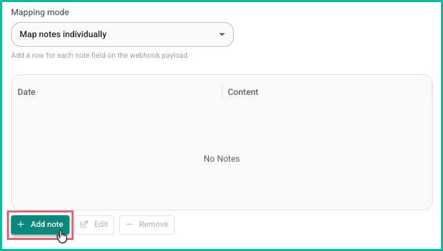 The add note button is being clicked.