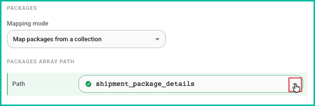 The packages path has been selected from the drop-down.
