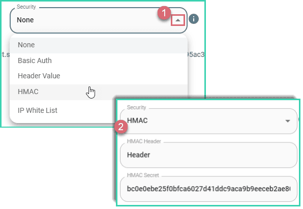 Security has been selected and the values entered.