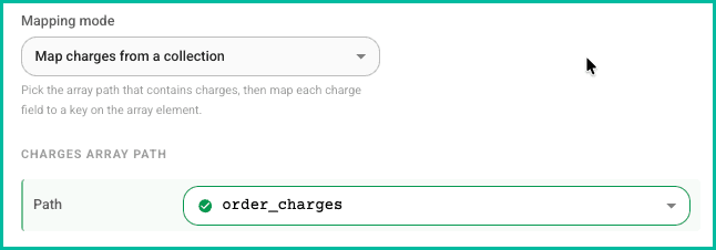 The charges path has been selected.