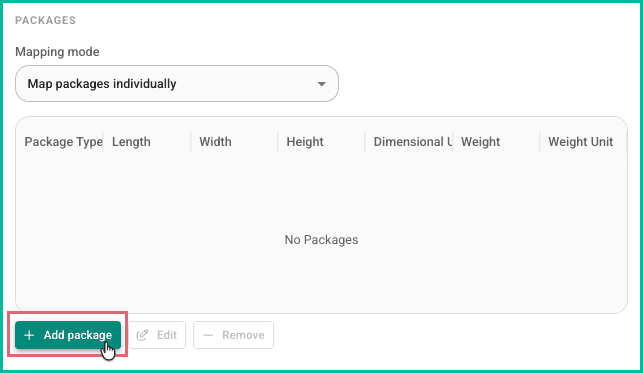 The add package button is being clicked.