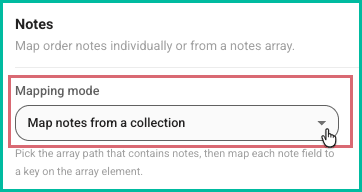 The mapping mode for notes is selected.