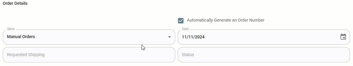Toggling the auto-generate order number option on and off