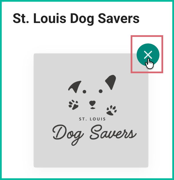 The X to remove the logo is being clicked.