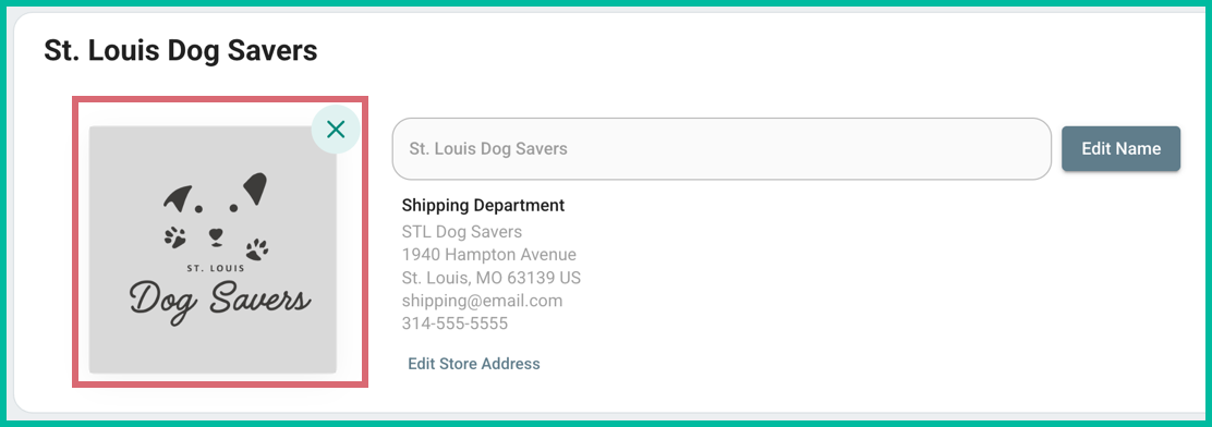 The logo is shown in the store's settings.