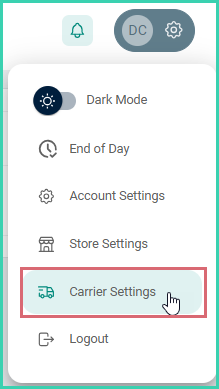 Postsale settings is expanded and carrier settings option is highlighted.