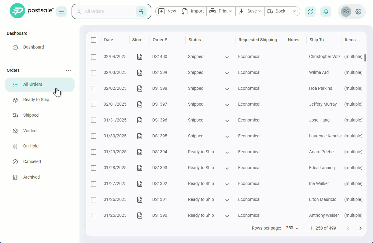 Paste the copied name into the search bar to find matching orders