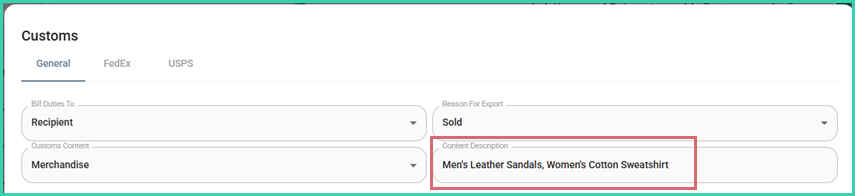 A description has been entered into the Content Description field.