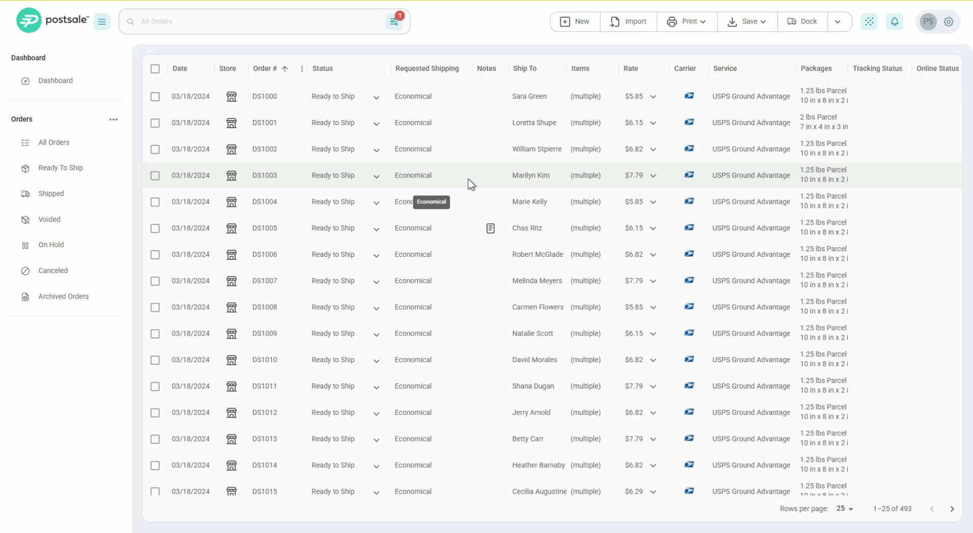 Double-clicking an order in the Orders Grid to open the Order Details screen