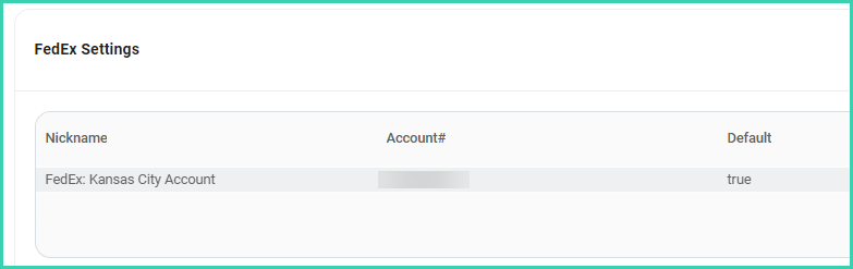 The FedEx account is shown in the FedEx settings screen.
