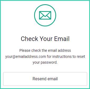 Check your email confirmation screen with Resend email option