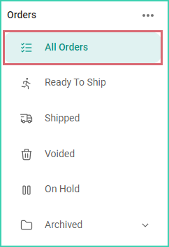 All Orders filter selected in the Orders Menu