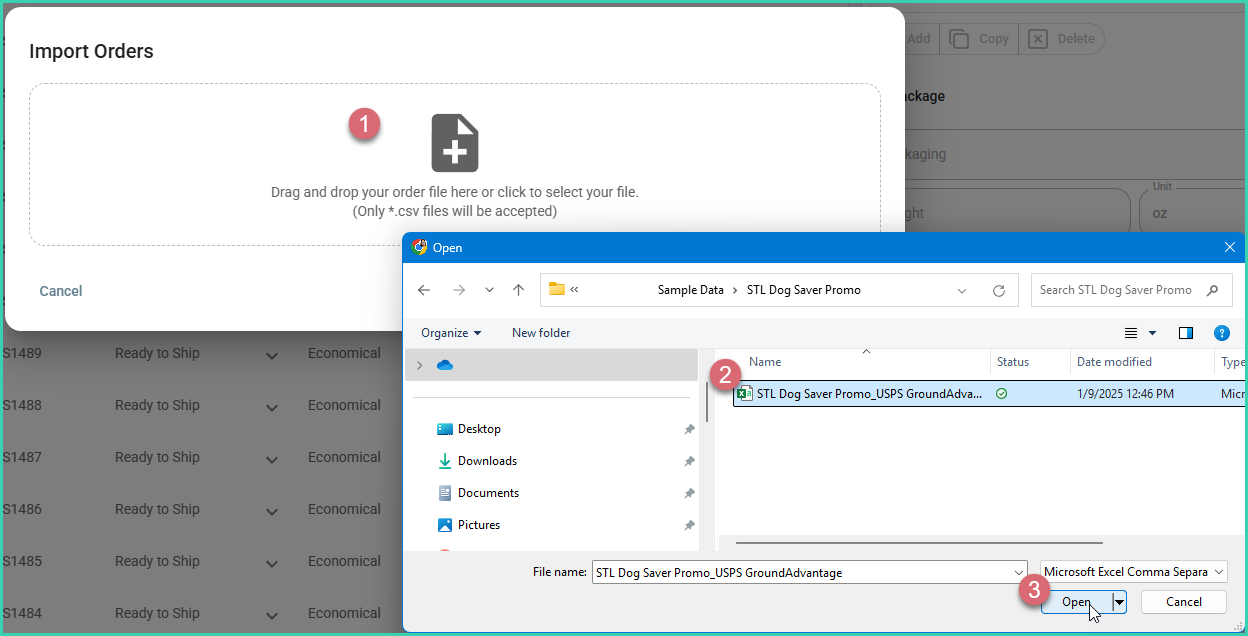 Click to browse and select a CSV file from your computer