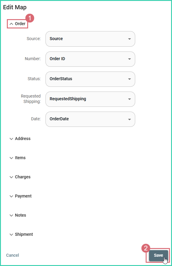 Expanded mapping categories with updated field assignments