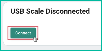 Scale settings showing the Connect button to select a different scale