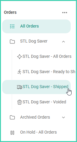Filters organized into folders in a logical order in the Orders Menu