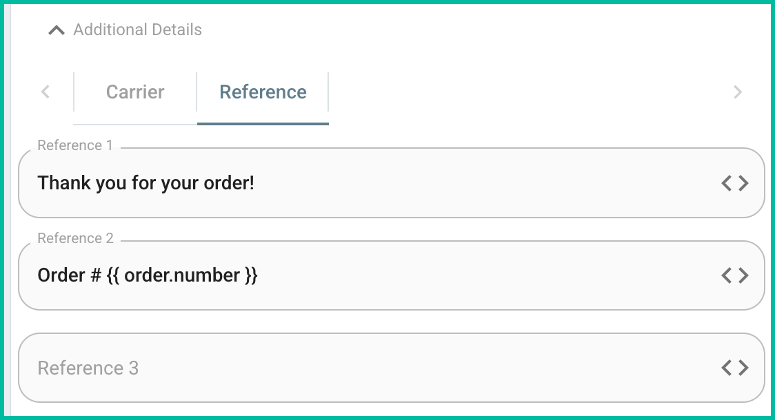The reference fields are shown.