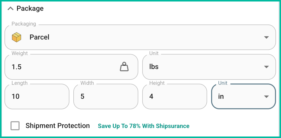 The fields in the package section of the Dock are shown.