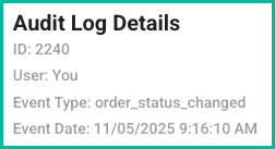 The ausit log details are listed.