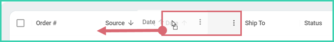 Drag a column heading to rearrange its position on the Orders Grid