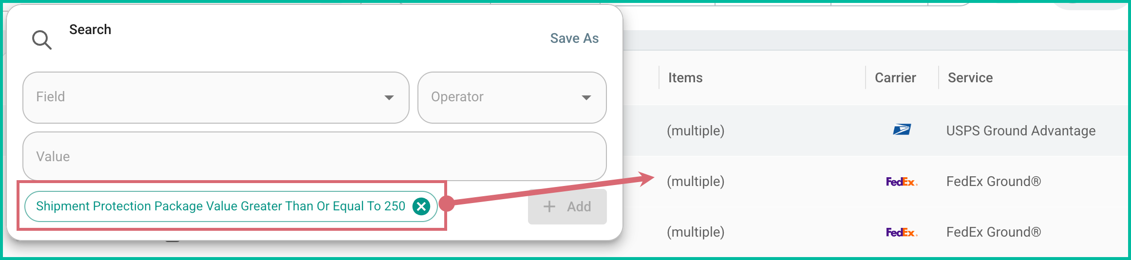 The criterion is added and the results are displayed in the grid.