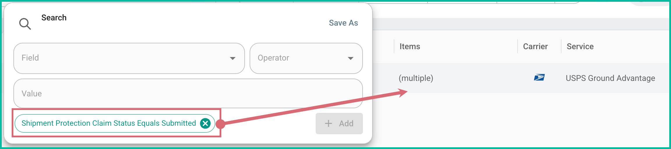 The criterion is added and the results are displayed in the grid.
