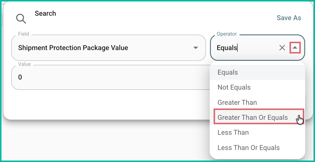 The operator is being changed to greater than or equals.