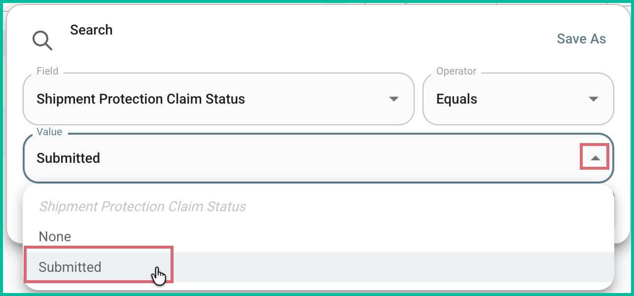 The value has been changed from none to submitted.